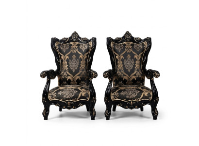 Fotel EarsFotel Luxury Material Siedziba miejsce siedzące Design Podkładka Baroque Włókienniczy Meble