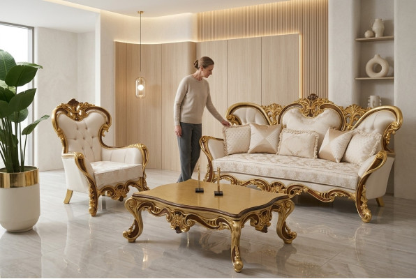 Ustawić Zestaw sofowy 3+1 miejsce do siedzenia Sofa Fotel Sofy Materiał Grupa Salon Nowość