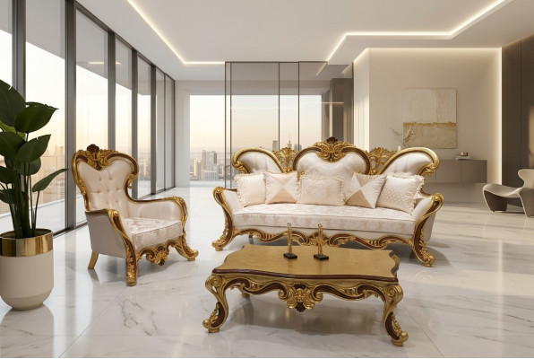 Ustawić Zestaw sofowy 3+1 miejsce do siedzenia Sofa Fotel Sofy Materiał Grupa Salon Nowość