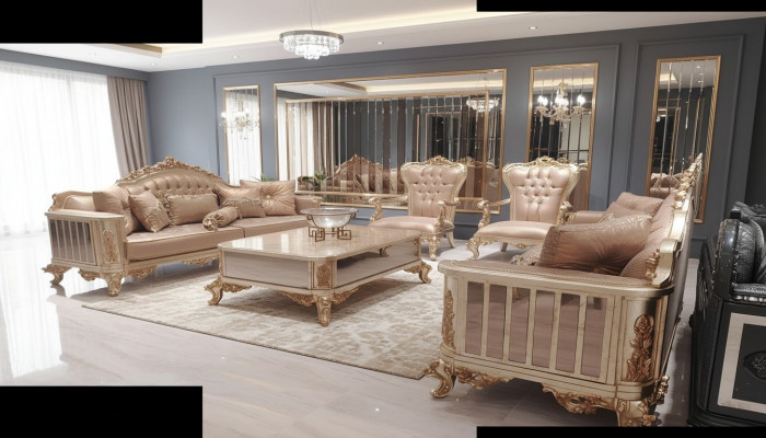 Zestaw sofowy 3+3+1+1 miejsce do siedzenia stolik kawowy Sofa Fotel Sofy Materiał Luksusowy Zestaw 5-częściowy