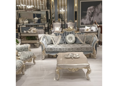 Sofa Trzyosobowa 3 Siedziba Couch Meble Sofy Klasyczne Materiał Styl Barok Rokoko Nowość