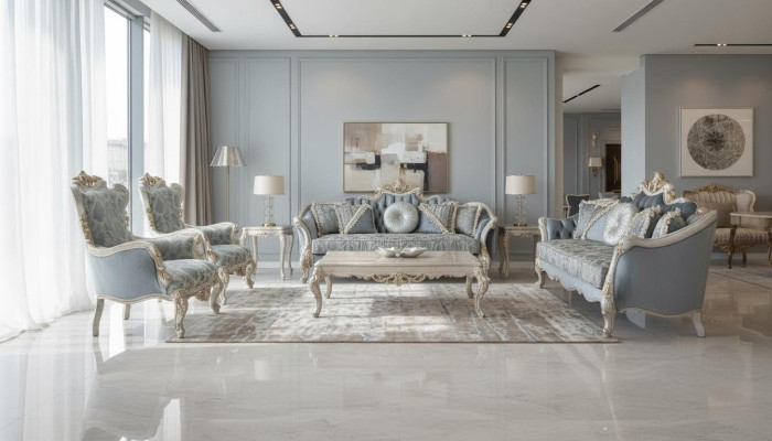 Zestaw sofowy 3+1+1 miejsce do siedzenia stolik kawowy Luksusowa Sofa Fotel Sofy Materiał Kanapa Tabela