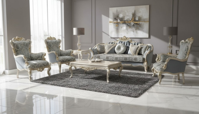 Zestaw sofowy 3+1+1 miejsce do siedzenia Luksusowa Sofa Fotel Materiał Grupa Ustawić Salon