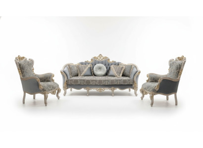Zestaw sofowy 3+1+1 miejsce do siedzenia Luksusowa Sofa Fotel Materiał Grupa Ustawić Salon