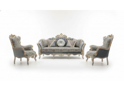 Zestaw sofowy 3+1+1 miejsce do siedzenia Luksusowa Sofa Fotel Materiał Grupa Ustawić Salon