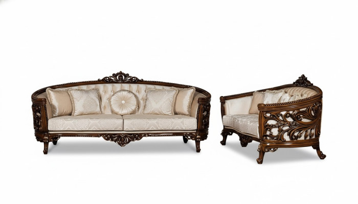 Zestaw sofowy 3+3 miejsce do siedzenia Grupa Sofa Fotel Sofy Materiał Klasyczny Zestaw Barokowy