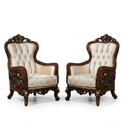 Fotel EarsFotel Luxury Material Siedziba Design Podkładka Baroque Włókienniczy Jednomiejscowy Nowy