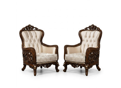 Fotel EarsFotel Luxury Material Siedziba Design Podkładka Baroque Włókienniczy Jednomiejscowy Nowy