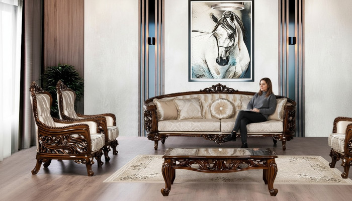 Luksusowy Zestaw sofowy 3+1+1 miejsce do siedzenia stolik kawowy Grupa Sofa Fotel Sofy Materiał Couch