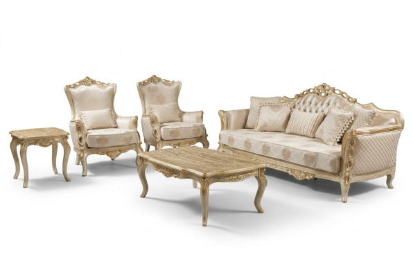 Zestaw sofowy 3+1+1 miejsce do siedzenia stolik kawowy Sofa Fotel Sofy Ustawić Zestaw Gold Style