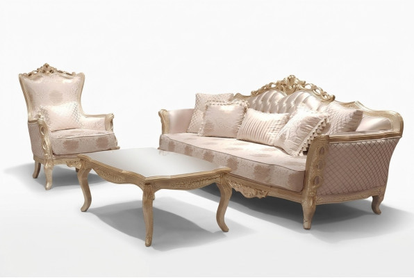 Klasyczna Sofa Trzyosobowa 3 Siedziba Sofy Kanapa Styl Materiał Barokowe Meble Rokoko