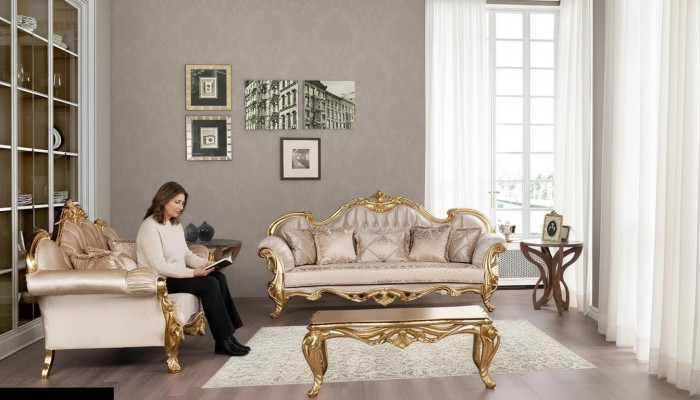 Luksusowy Zestaw sofowy 3+3 miejsce do siedzenia stolik kawowy Ustaw Zestaw Sofa Fotel Sofy 2-częściowe.