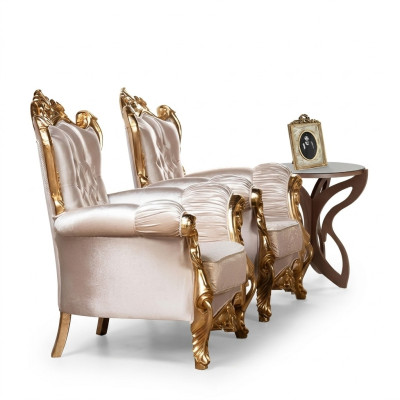 Fotel EarsFotel Luxury Material Siedziba miejsce siedzące Design Podkładka Baroque Włókienniczy Meble