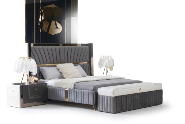 Luksusowe Łóżko 180x200cm z Drewno Zatytuł I 2 szafki nocne Meble włoskie Nowość