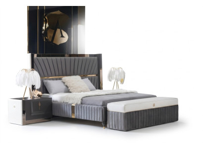Luksusowe Łóżko 180x200cm z Drewno Zatytuł I 2 szafki nocne Meble włoskie Nowość