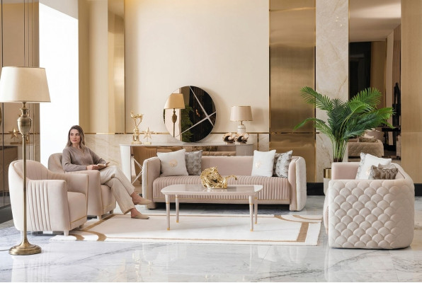 Sofa Kanapa Aksamit Podkładka Siedziba 3311 miejsce siedzące Design Kanapy Sofy Drewno Nowe Ustawić