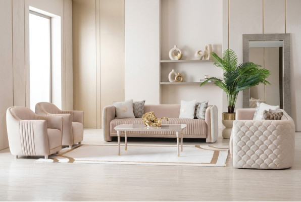 Sofa Kanapa Aksamit Podkładka Siedziba 3311 miejsce siedzące Design Kanapy Sofy Drewno Nowe Ustawić