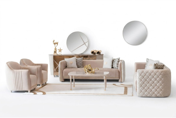 Sofa Kanapa Aksamit Podkładka Siedziba 3311 miejsce siedzące Design Kanapy Sofy Drewno Nowe Ustawić