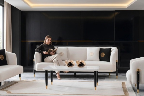 Design Sofa 3 miejsce siedzące Design 210cm Luksusowe Sofy Kanapa 3er Nowa Sofa Tekstylna Meble