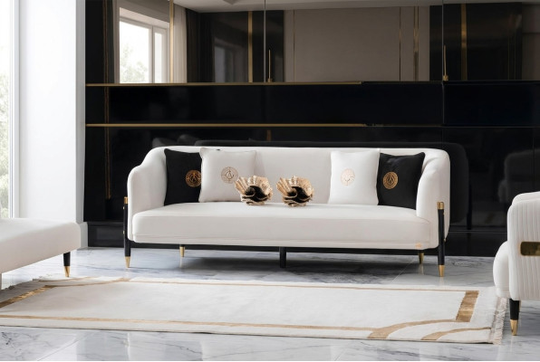 Design Sofa 3 miejsce siedzące Design 210cm Luksusowe Sofy Kanapa 3er Nowa Sofa Tekstylna Meble