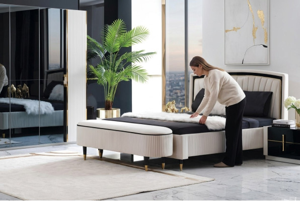 Stołek Podkładka Siedziba Design Włókienniczy Relaks Luksusowy podnóżek Sofa Kanapa Material