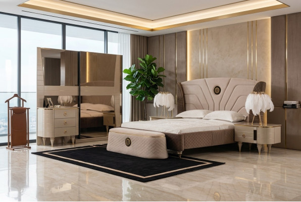 łóżko Podwójne łóżko Hotelowe Rama łóżka Double Drewno Meble Łóżko Podkładka Luxury Design