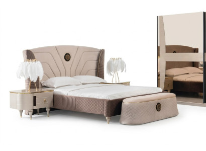 Sypialnia Podwójne łóżko 160x200cm Luksusowe Łóżko 2x Stolik nocny 3-częściowy. Komplet łóżek Nowy
