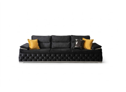 Sofa trzyosobowa Design Sofa Nowoczesna 4-osobowa siedziba Sofy Pokój Meble Czarny Podkładka