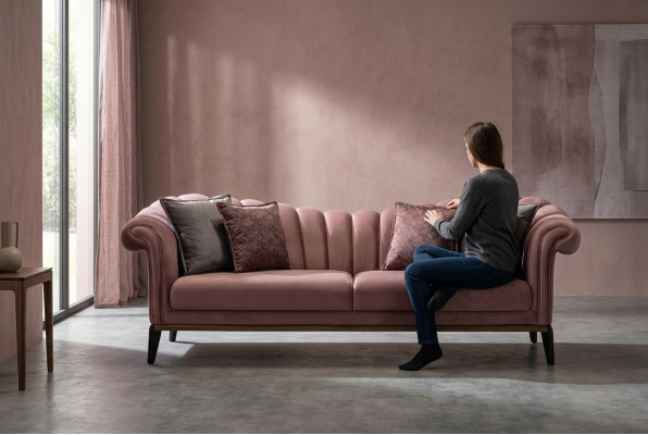 Sofa trzyosobowa luksusowa 3 miejsce do siedzenia Podkładka Sofa Skóra Materiał Włókienniczy Kanapy Nowość