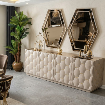 Kredens Lustro Kredens Szafa 3-częściowy. Stół konsolowy Noble design konsola Drewno