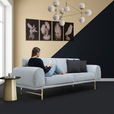 Szara Nowoczesna 3-miejsce siedzące Designerska Sofa Do Salonu Luksusowa Sofa Tapicerowana