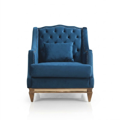 Niebieski Luksusowy Chesterfield Fotel Salon Lounge Designerskie Meble Nowe