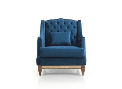 Niebieski Luksusowy Chesterfield Fotel Salon Lounge Designerskie Meble Nowe