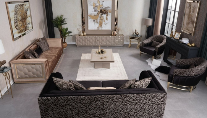 Zestaw sofowy 3+3+1+1 miejsce do siedzenia Podkładka Sofa Żywy krajobraz Sofas Couch