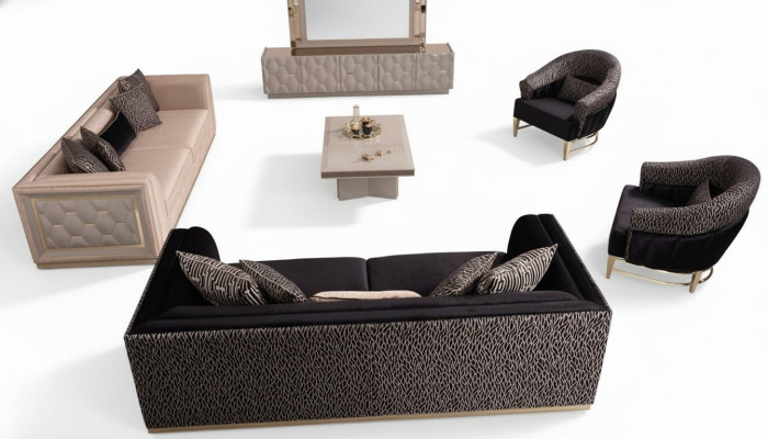 Zestaw sofowy 3+3+1+1 miejsce do siedzenia Podkładka Sofa Żywy krajobraz Sofas Couch