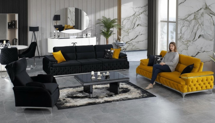 Zestaw sofowy 3+3 miejsce do siedzenia Zestaw Design Sofy Podkładka Kanapy Materiał Relaks