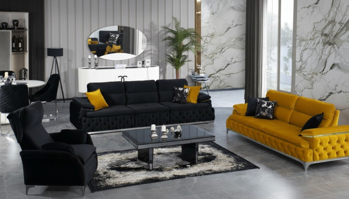 Zestaw sofowy 3+3 miejsce do siedzenia Zestaw Design Sofy Podkładka Kanapy Materiał Relaks
