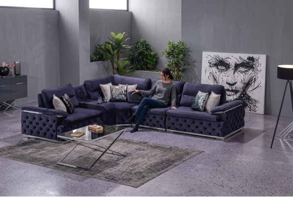 Design Narożnikowa kanapa Materiał Kształt L Nowoczesny Styl Meble tapicerowane Living Room Grupa