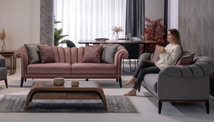 Zestaw sofowy Couch Podkładka Modern 3+3 miejsce do siedzenia Set Design Sofy Podkładka Włókienniczy Nowość