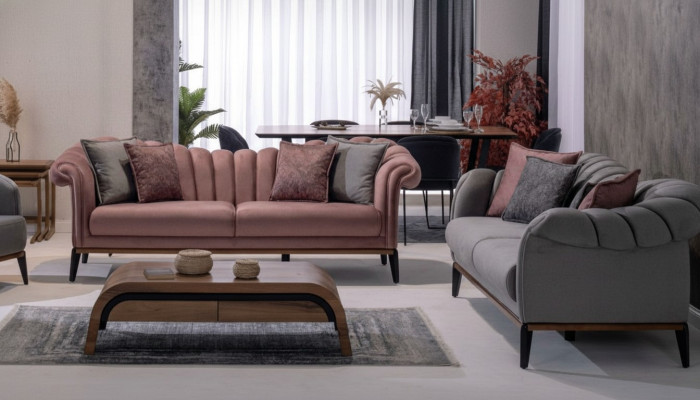 Zestaw sofowy Couch Podkładka Modern 3+3 miejsce do siedzenia Set Design Sofy Podkładka Włókienniczy Nowość