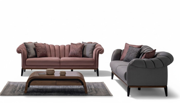 Zestaw sofowy Couch Podkładka Modern 3+3 miejsce do siedzenia Set Design Sofy Podkładka Włókienniczy Nowość