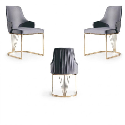 Krzesło 2x Jadalnia Pokój Nowy Krzesła Krzesło Tapicerowane Metal Lounge Design Meble