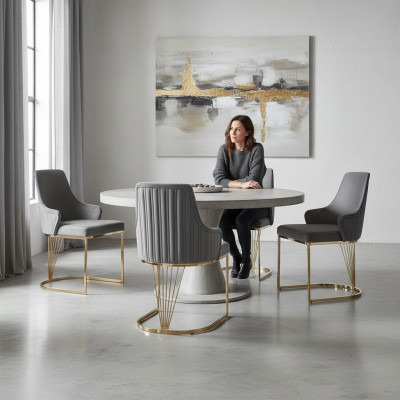 Grupa Set 4x Fotel Krzesło Design Material Podkładka Krzesła Gastro jadalnia