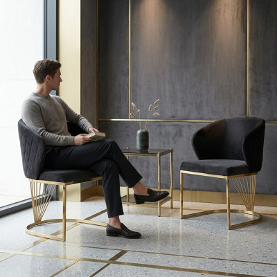 Krzesło 2x Krzesła Grupa Zestaw Living jadalnia Ustaw Modern Style Włókienniczy