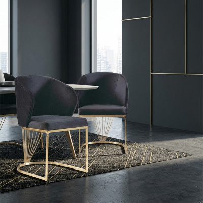 Krzesło 2x Krzesła Grupa Zestaw Living jadalnia Ustaw Modern Style Włókienniczy