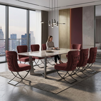 Design Krzesło Zestaw 8 Włókienniczy Krzesła Gastro Materiał jadalnia Podkładka Grupa