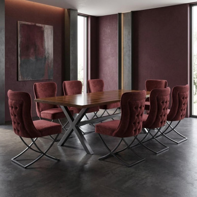 Design Krzesło Zestaw 8 Włókienniczy Krzesła Gastro Materiał jadalnia Podkładka Grupa