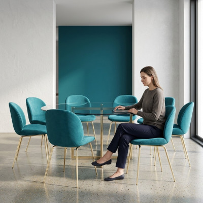 Design Krzesło Zestaw 8x Fotel Włókienniczy Podkładka Krzesła Materiał jadalnia Nowość