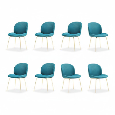Design Krzesło Zestaw 8x Fotel Włókienniczy Podkładka Krzesła Materiał jadalnia Nowość