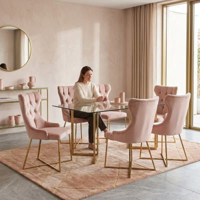 Lehn Krzesło Restauracja Przemysłowa 6x Design Krzesła Siedziba Podkładka Zestaw Chesterfield